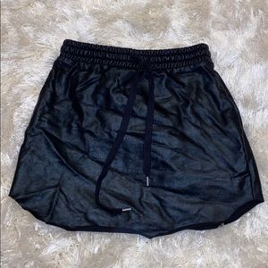 Drawstring leather skirt
